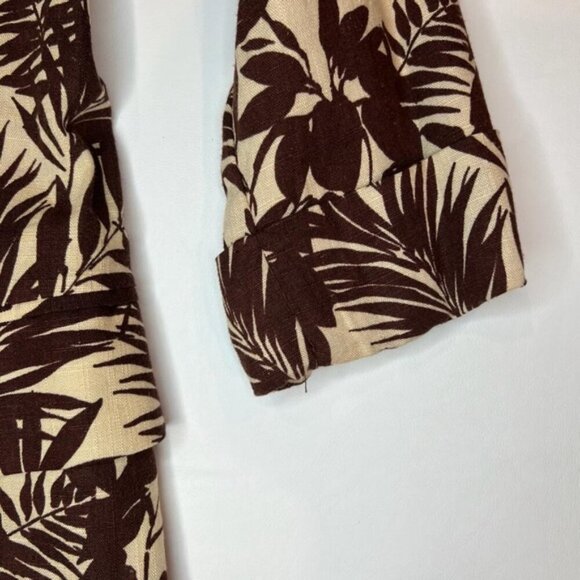 NWT‎ MANGO LINEN Blend Tropical Print Notch Collar Blazer Front Flap Pockets XS - Picture 9 of 13